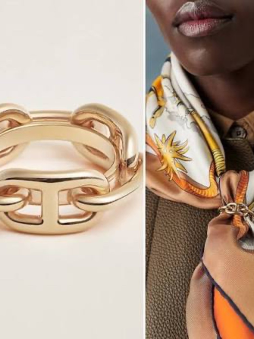 HERMES Regate Scarf Ring, GOLD, with Hermes gift box and ribbon, over 30% off!